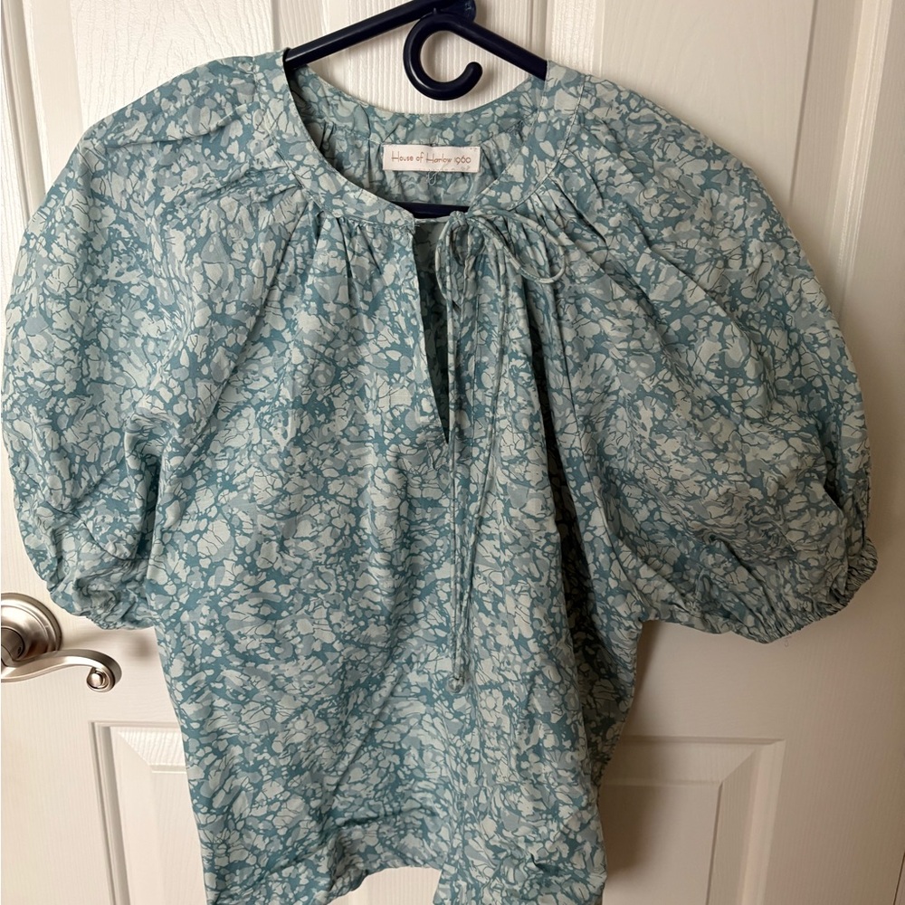 House of Harlow Blue and White Floral Blouse